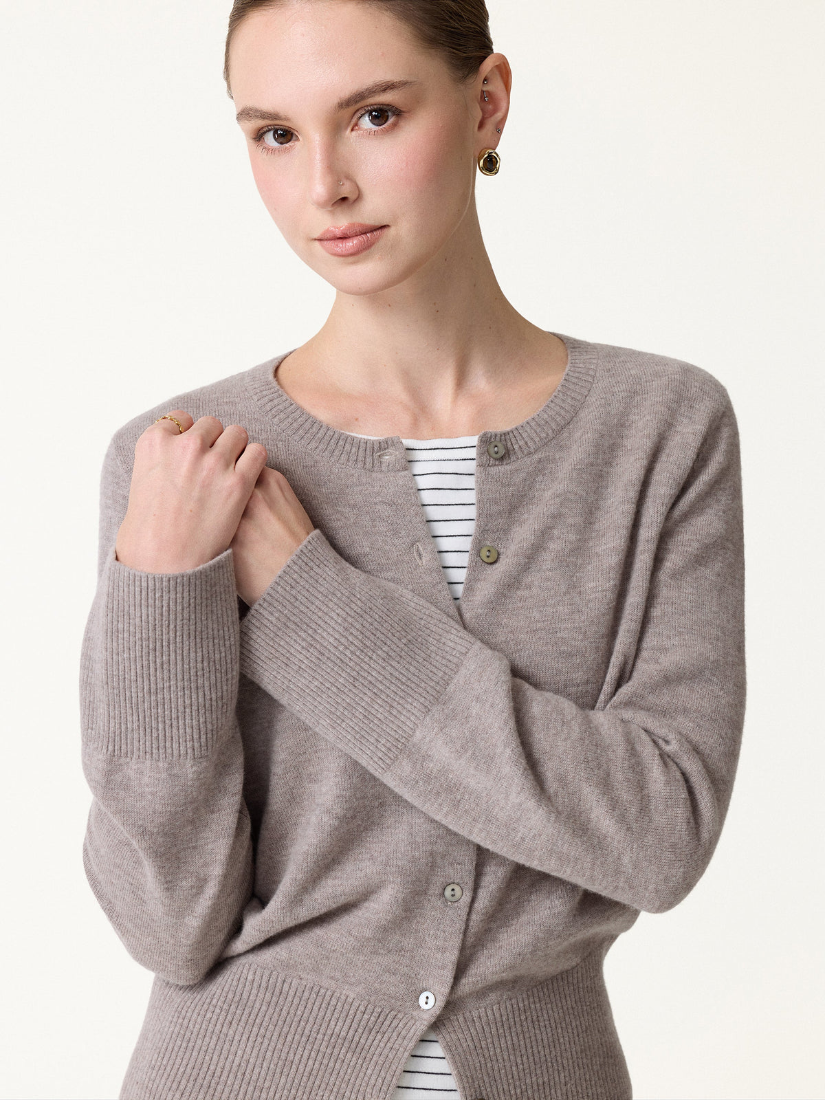 2Pcs Set 100% Merino Wool Long Sleeve Cardigan & Mock Neck Sweater — original photo 11