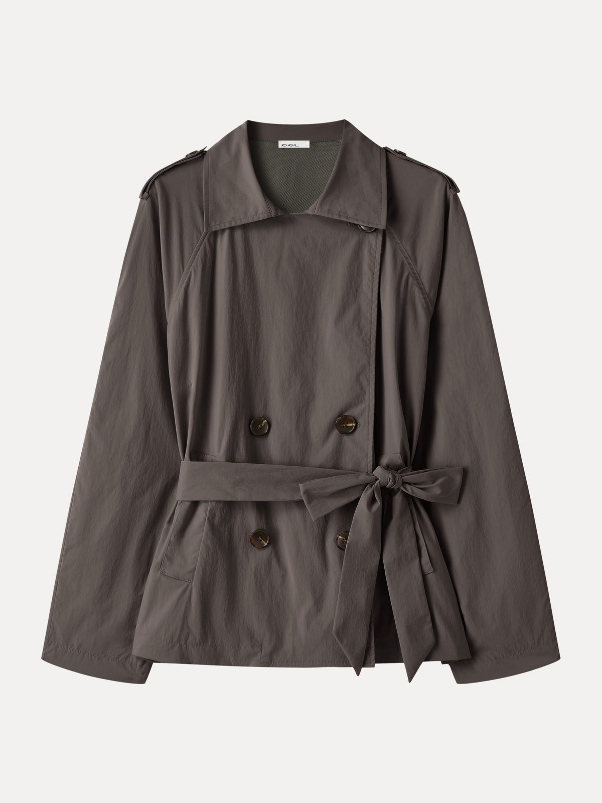 Packable Water-Repellent Peak Collar Trench Jacket with Pockets — original photo 9