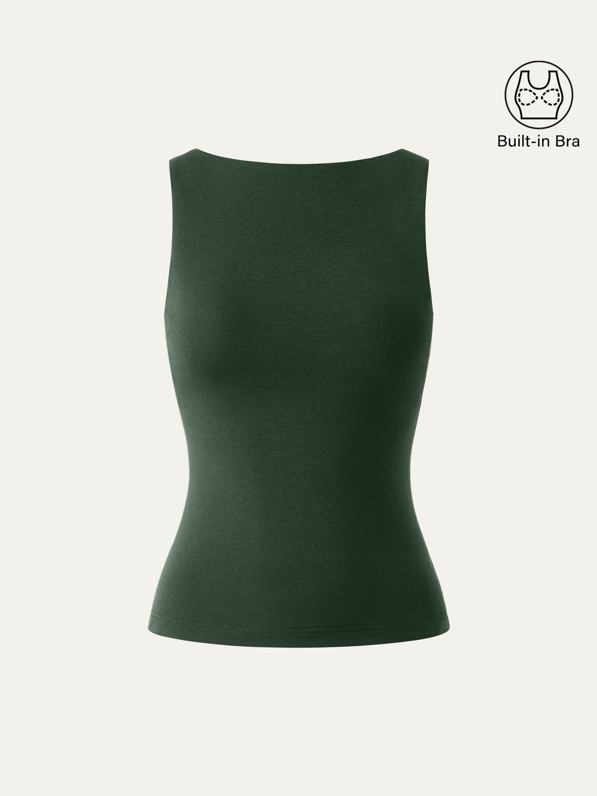 Stretch Cotton Boatneck Built-In Bra Tank — original photo 7