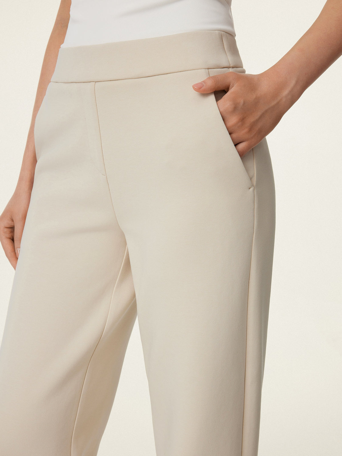 Textured Mid Rise Pull-on Straight Pant with Pockets — original photo 5