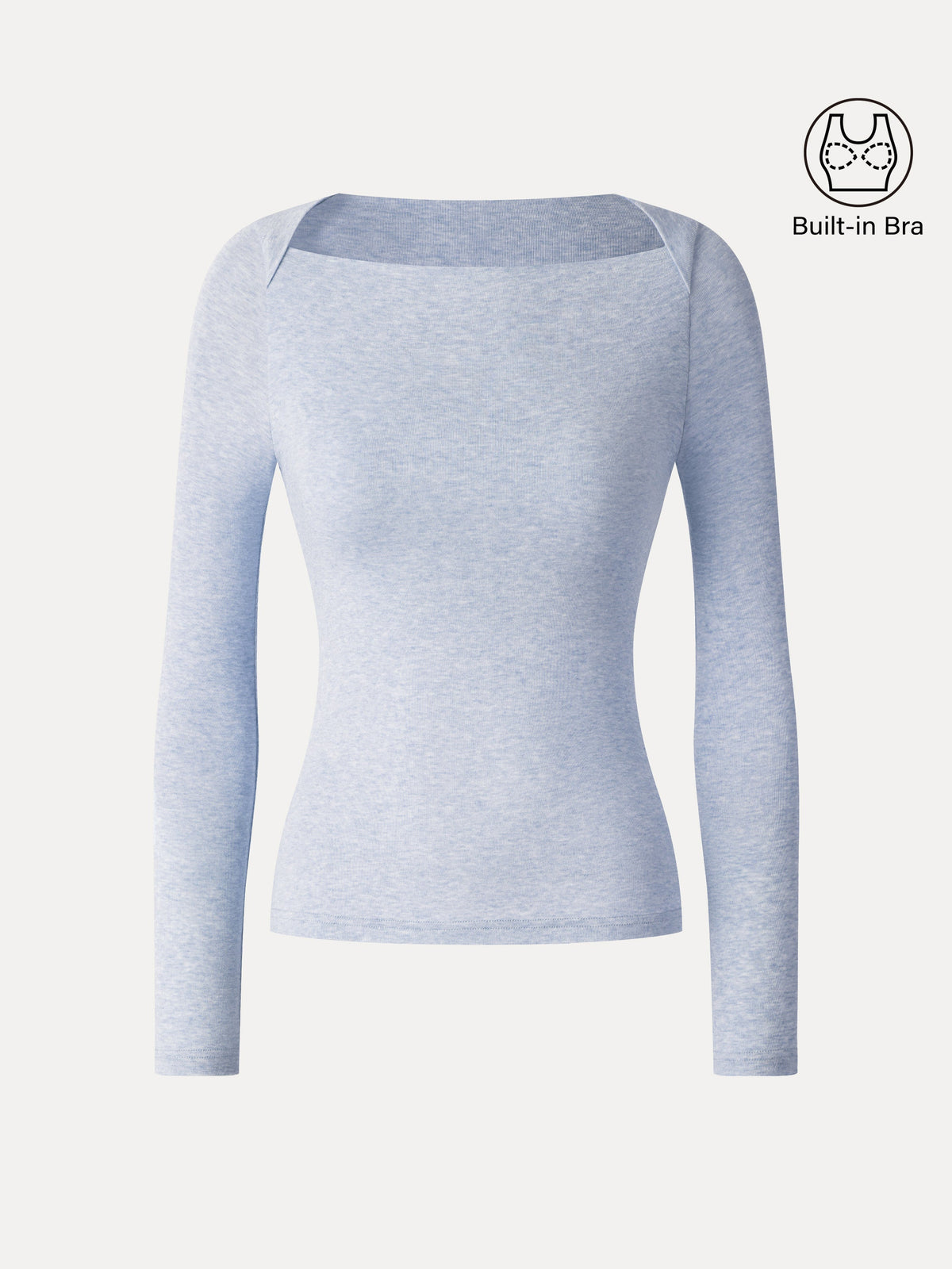 LiteWarm Lyocell-Wool Trapeze Neck Long Sleeve Built-In Bra Top — original photo 8