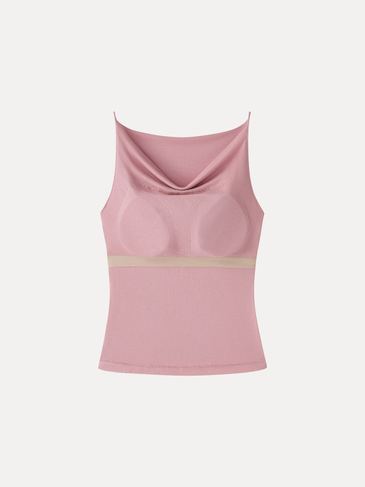 Stretch Linen Cowl Neck Built-In Bra Tank — original photo 7