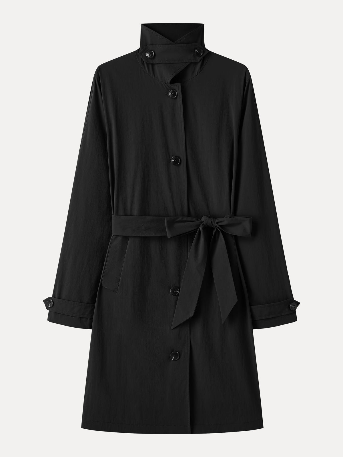 Lightweight Water-Repellent Notched Collar Trench Coat with Pockets — original photo 12