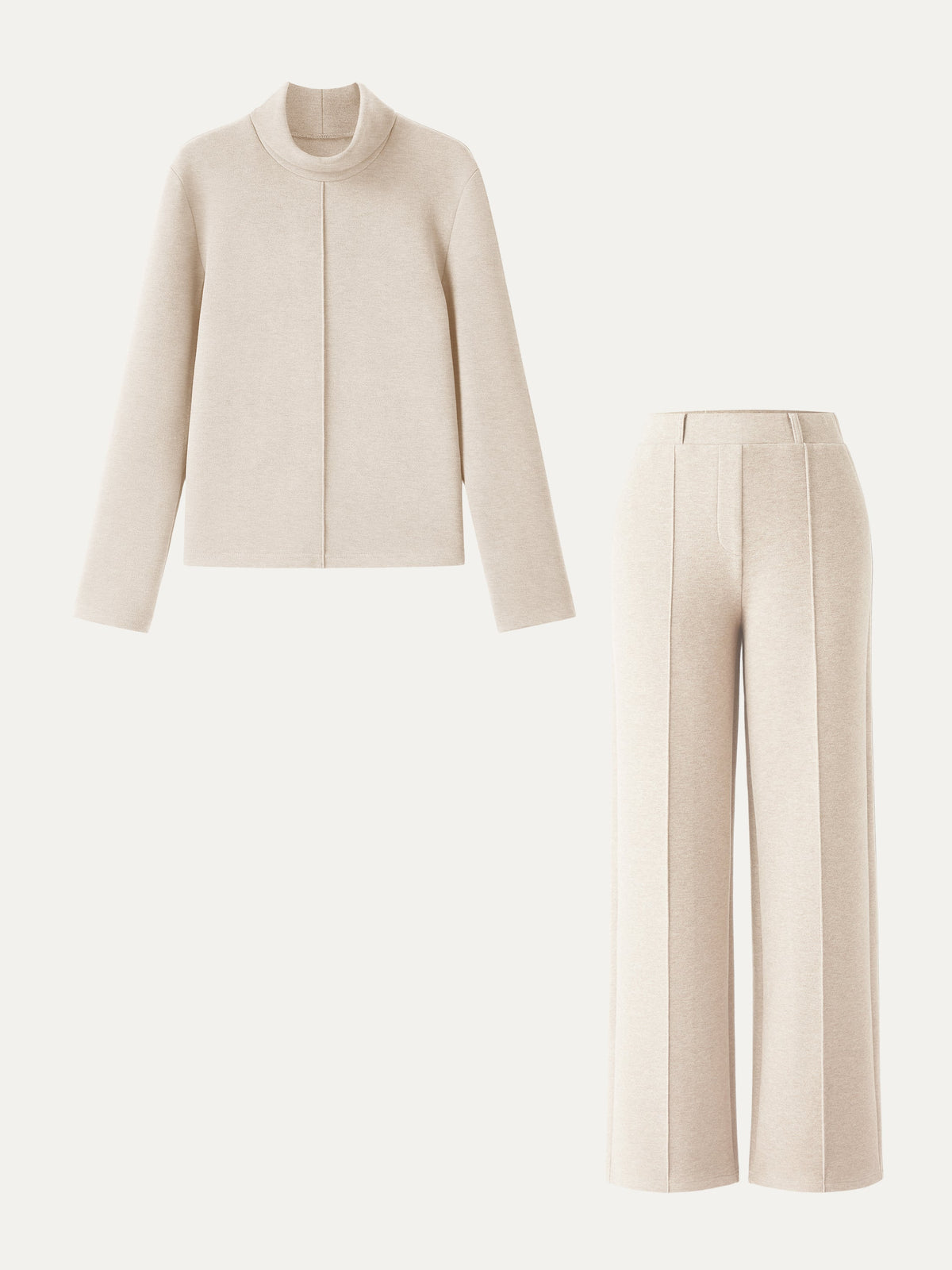 2Pcs Set FuzzLuxe Turtleneck Top & Regular High Waisted Straight Leg Pull On Pant — original photo 14