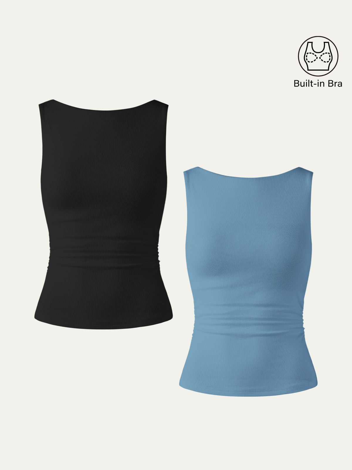 Elastic Open Back Built-In Bra Tank — original photo 17