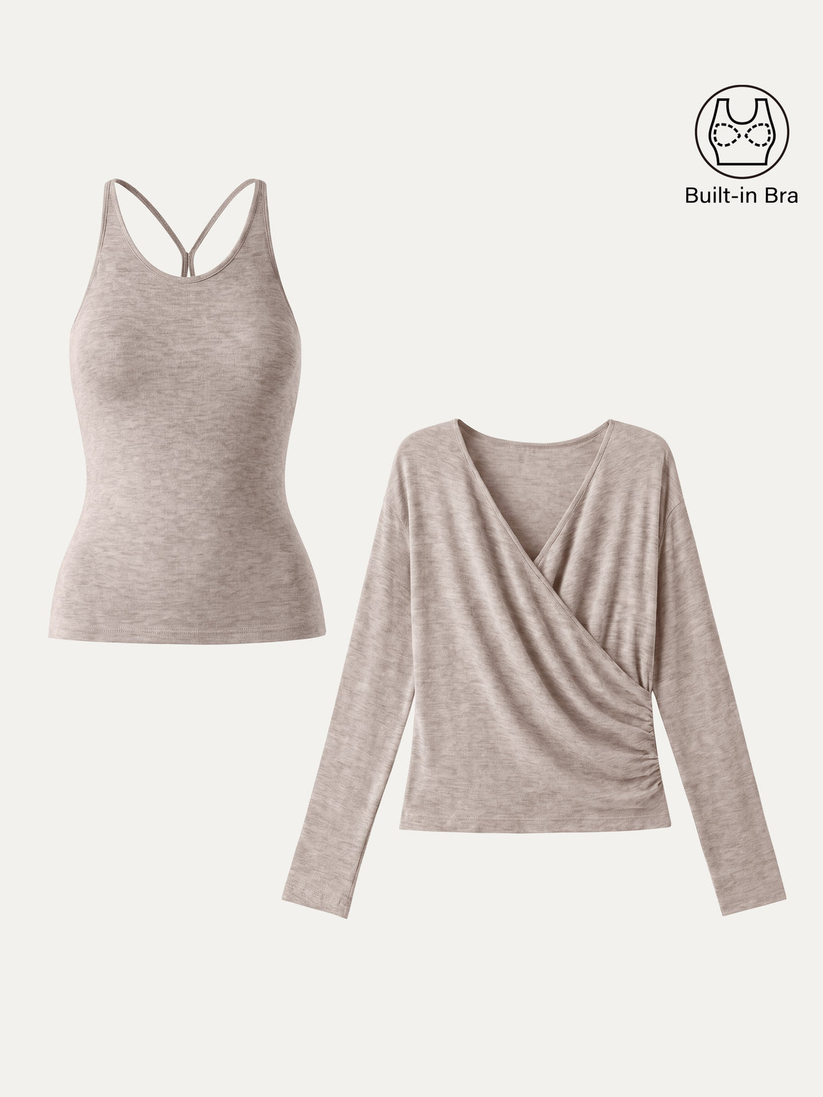 LiteWarm Two-Piece Set Cami with Surplice Ruched Built-In Bra Top — original photo 2