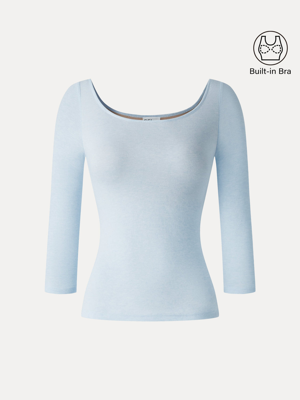 LiteWarm Lyocell-Wool Knit Scoop Neck 3/4 Sleeve Built-In Bra Top — original photo 7