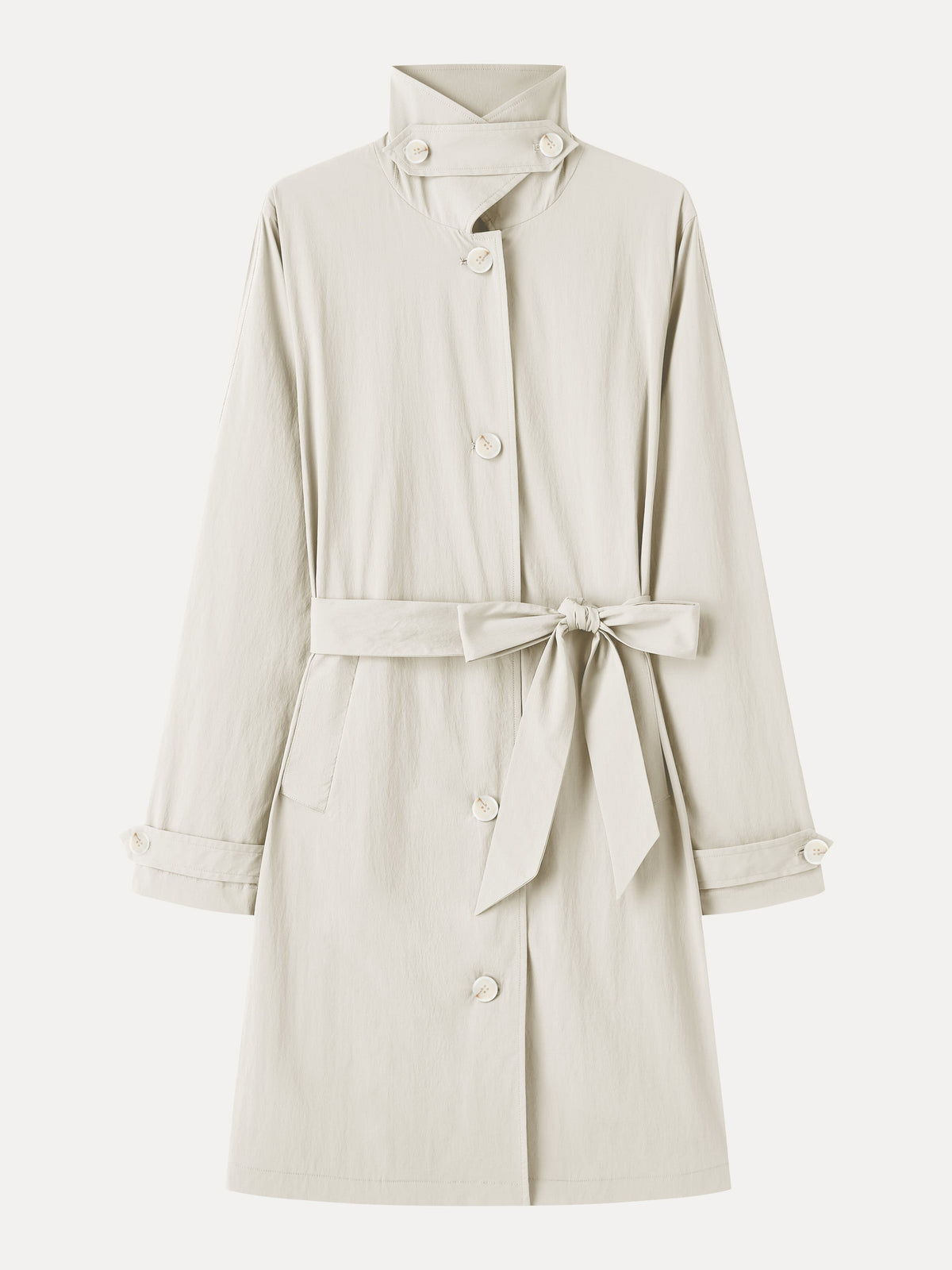 Lightweight Water-Repellent Notched Collar Trench Coat with Pockets — original photo 10