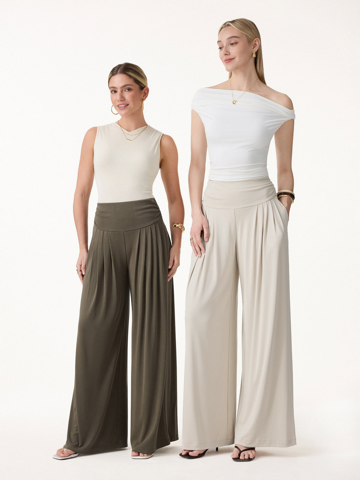 Sandwashed Super Flowy Tucked Palazzo Pant with Pockets — original photo 2