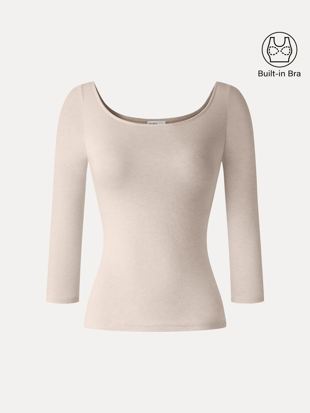 LiteWarm Lyocell-Wool Knit Scoop Neck 3/4 Sleeve Built-In Bra Top — original photo 8