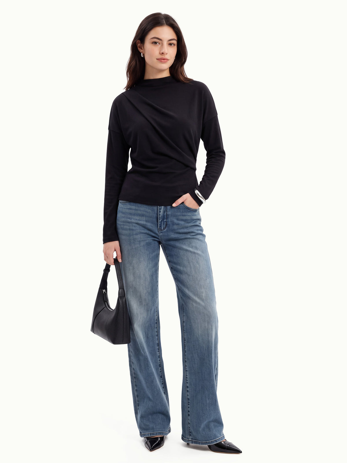 ProWarm Mock Neck Long Sleeve Tucked Ruched Top — original photo 15