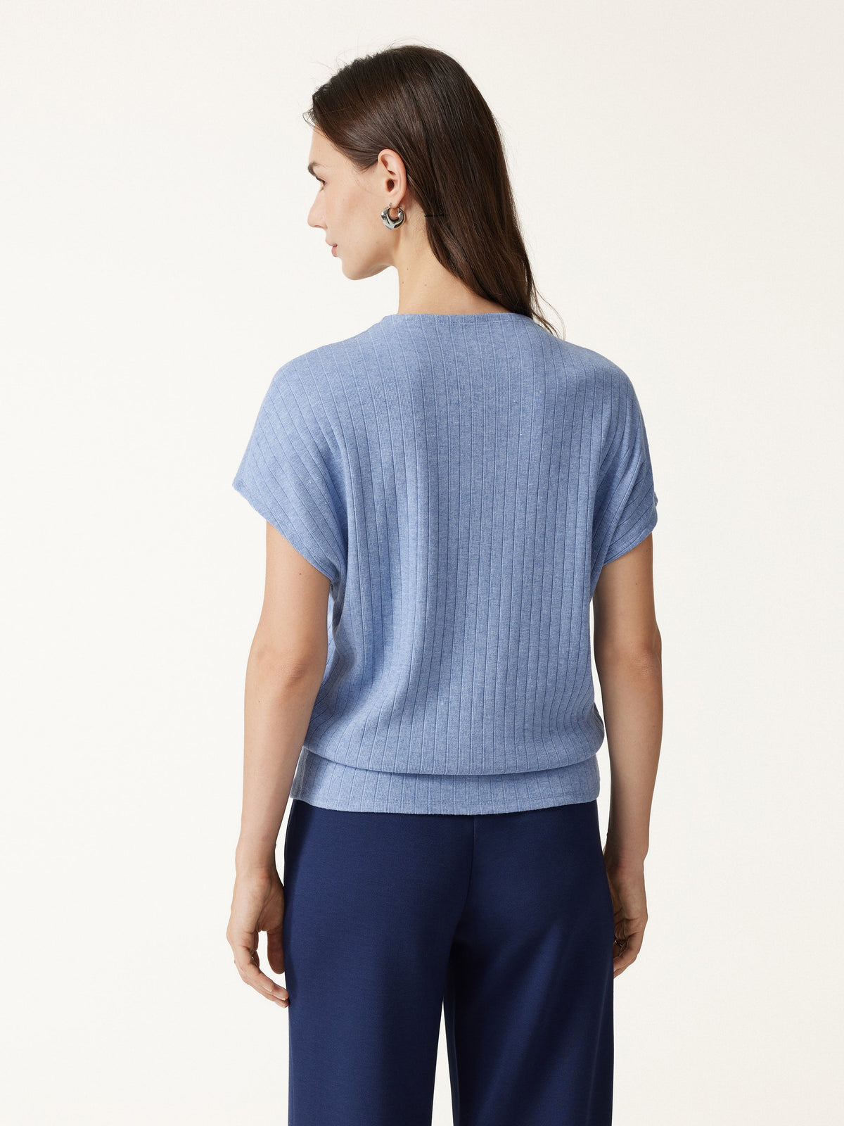 MaxWarm Wide Ribbed Mock Neck Cap Sleeve Banded Hem Top — original photo 4