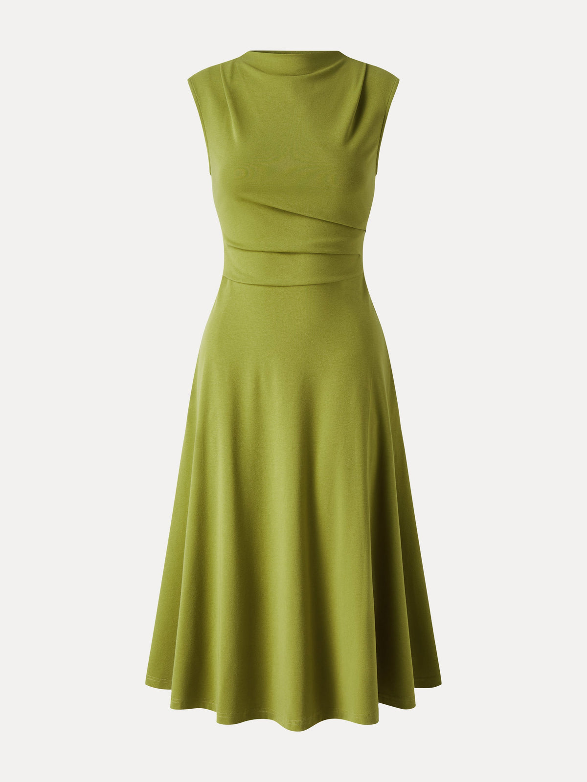 Viscose-Cotton Mock Neck Sleeveless Tucked Midi Dress — original photo 12