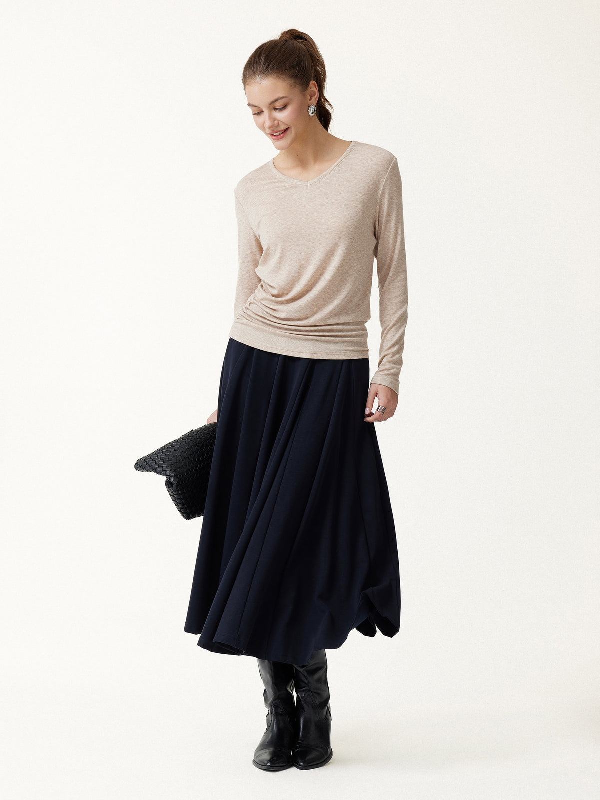 LiteWarm V-Neck Long Sleeve Ruched Top — original photo 8