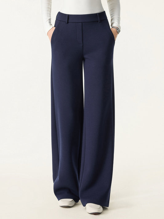 FuzzLuxe Mid-Rise Straight-Leg Pants with Pockets — original photo 1
