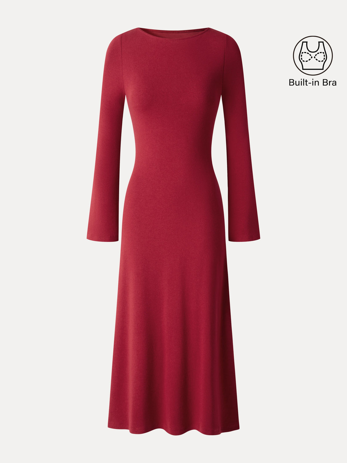LiteWarm Boatneck Bell Sleeve Midi Built-In Bra Dress — original photo 6