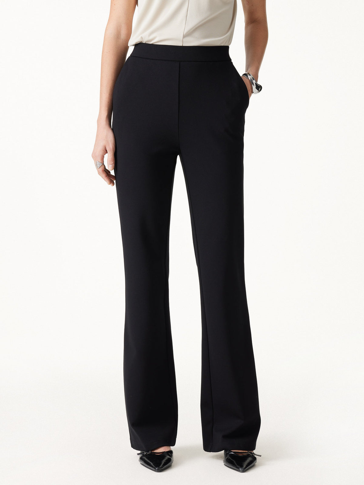 Ponte High-Rise Slim Flared Pants with Pockets — original photo 4