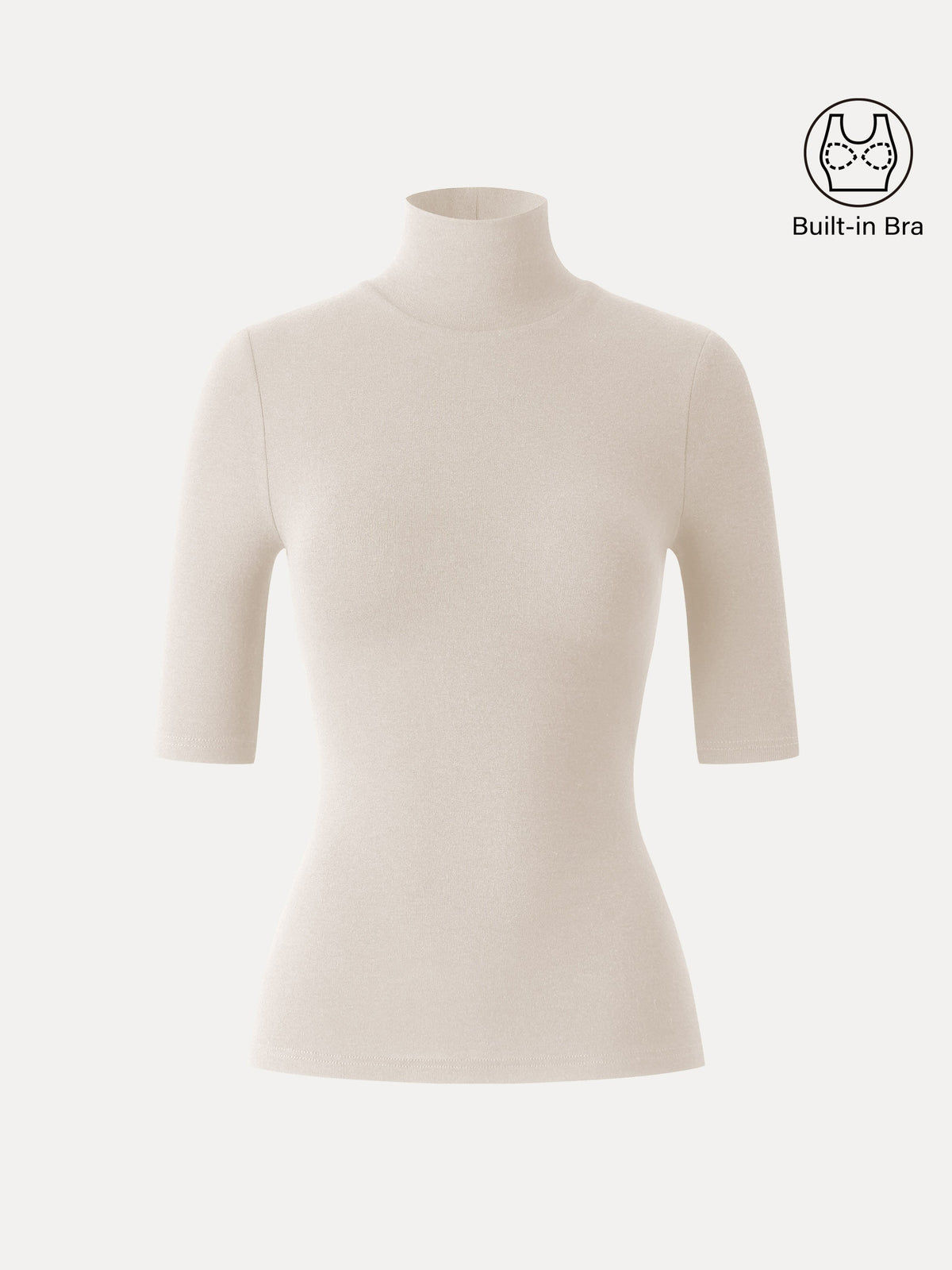 LiteWarm Essential Turtleneck Elbow Length Sleeve Built-In Bra Top — original photo 13