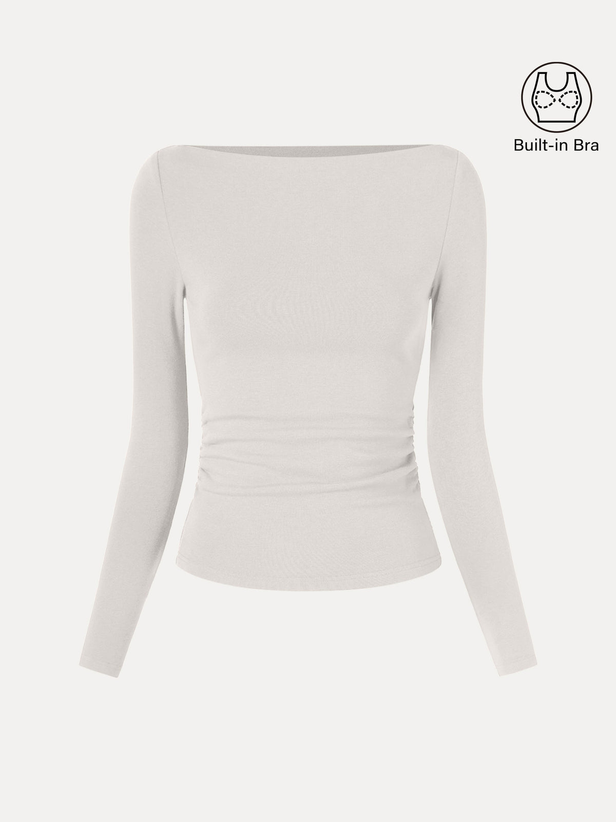 ProWarm Modern Side Ruched Boatneck Built-In Bra Top — original photo 8