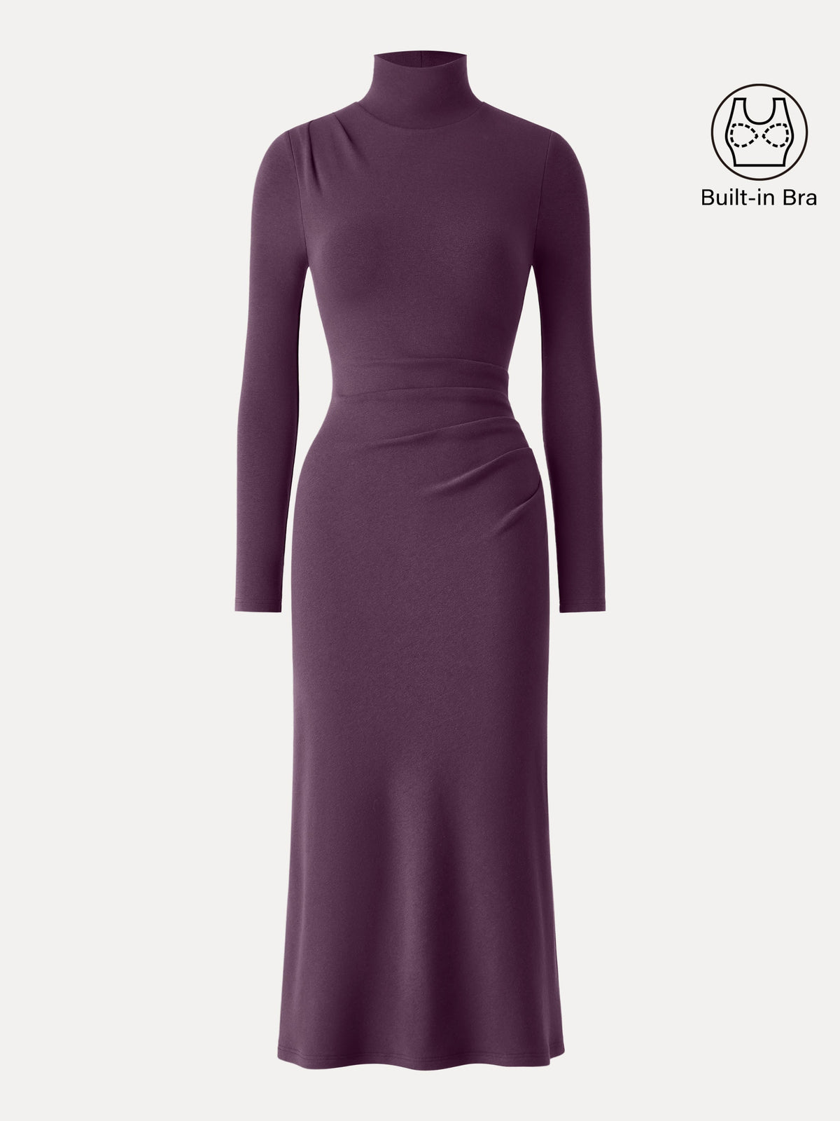 ProWarm Turtleneck Tucked Midi Built-In Bra Dress — original photo 14