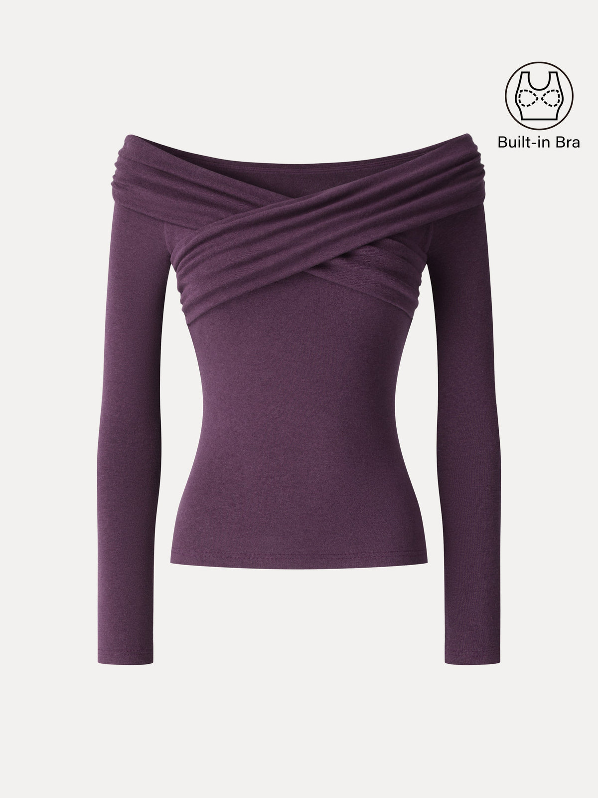 LiteWarm Surplice Long Sleeve Ruched Built-In Bra Top — original photo 3