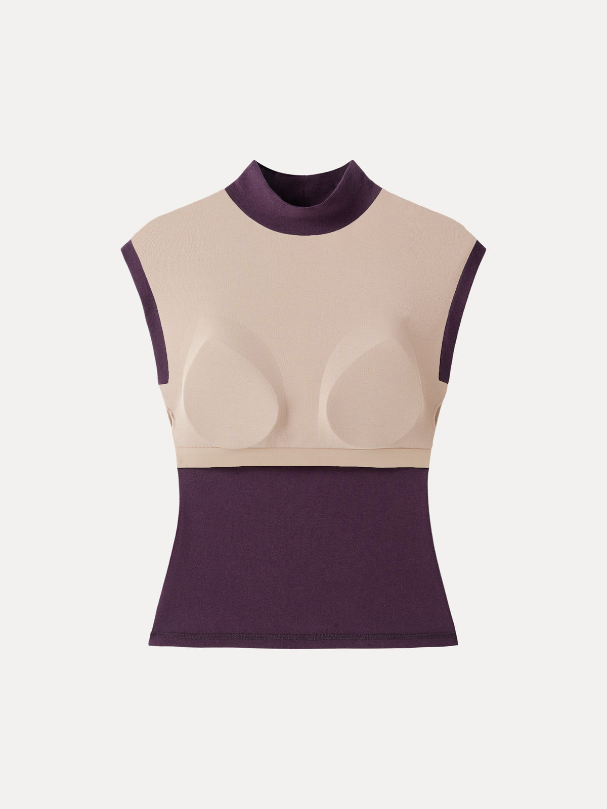 LiteWarm Stretch Cotton Mock Neck Cap Sleeve Built-In Bra Top — original photo 7