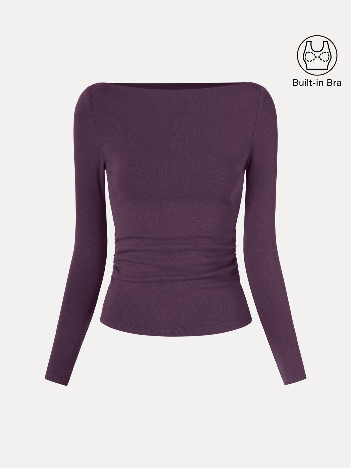 ProWarm Modern Side Ruched Boatneck Built-In Bra Top — original photo 12