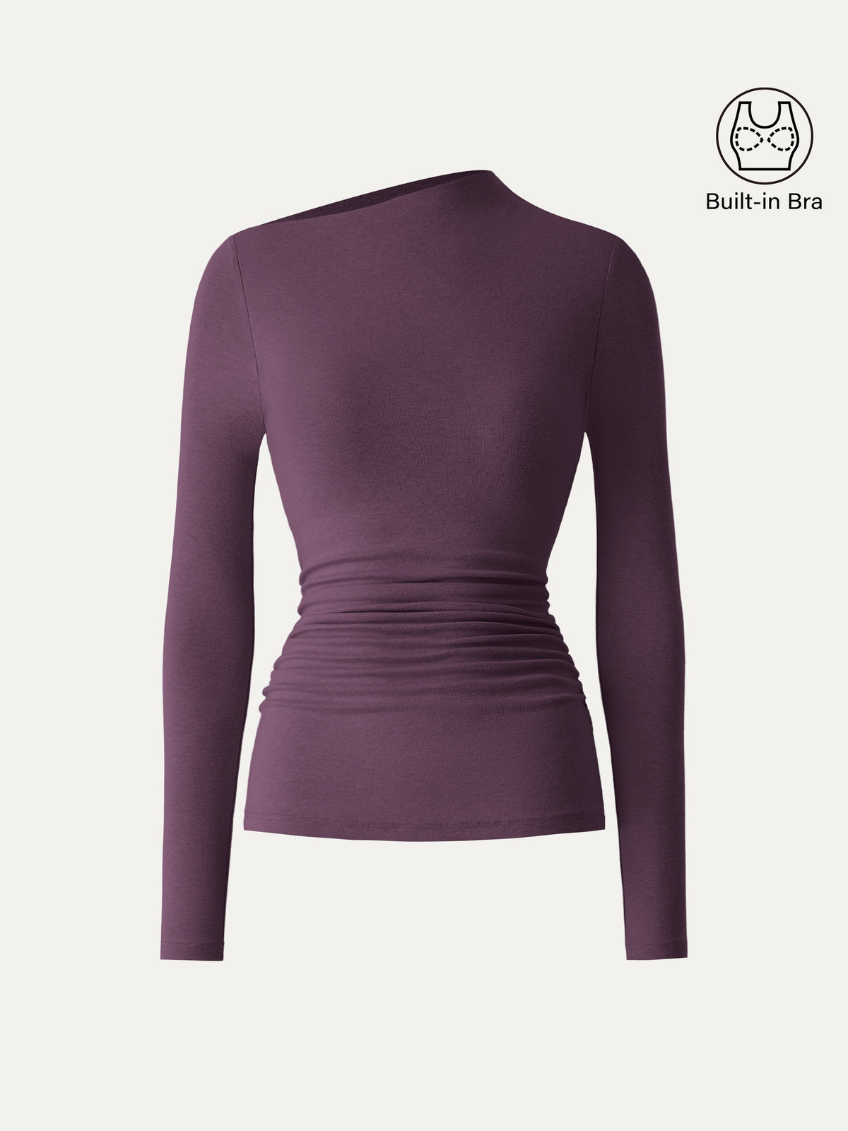 LiteWarm Slanted Mockneck Ruched Built-In Bra Top — original photo 12
