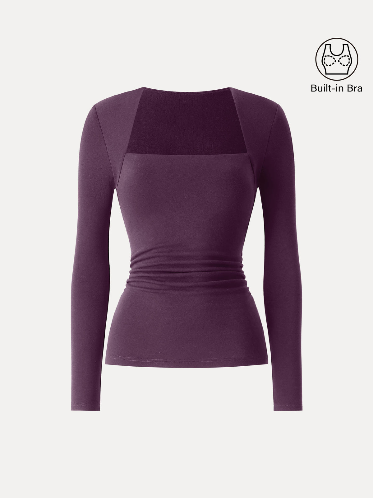 ProWarm Trapeze Neck Long Sleeve Ruched Built-In Bra Top — original photo 17