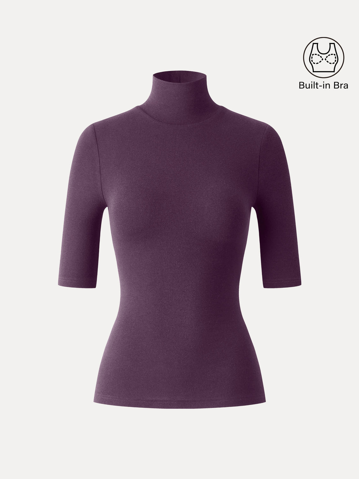 LiteWarm Essential Turtleneck Elbow Length Sleeve Built-In Bra Top — original photo 17
