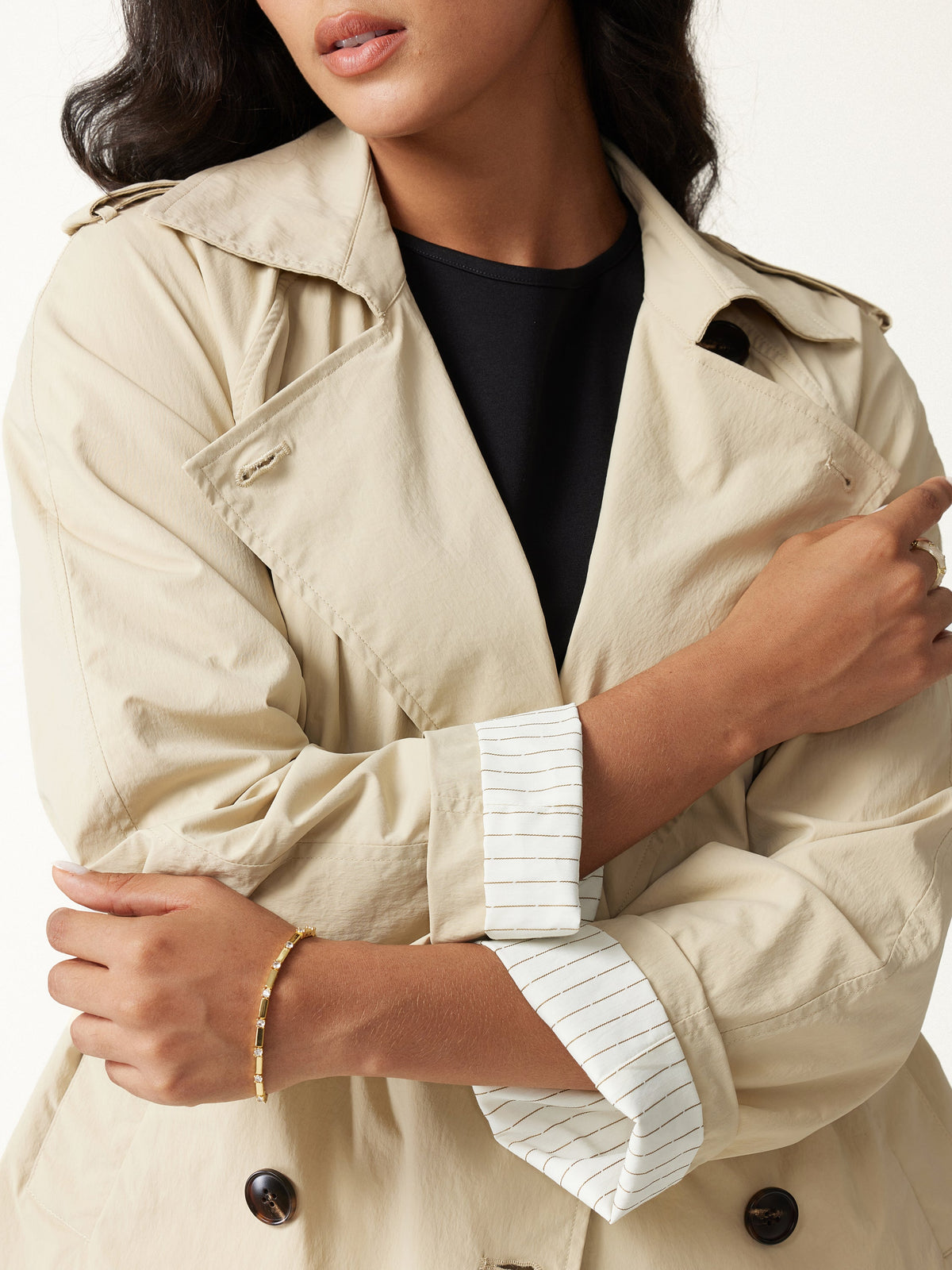 Packable Water-Repellent Peak Collar Trench Jacket with Pockets — original photo 4