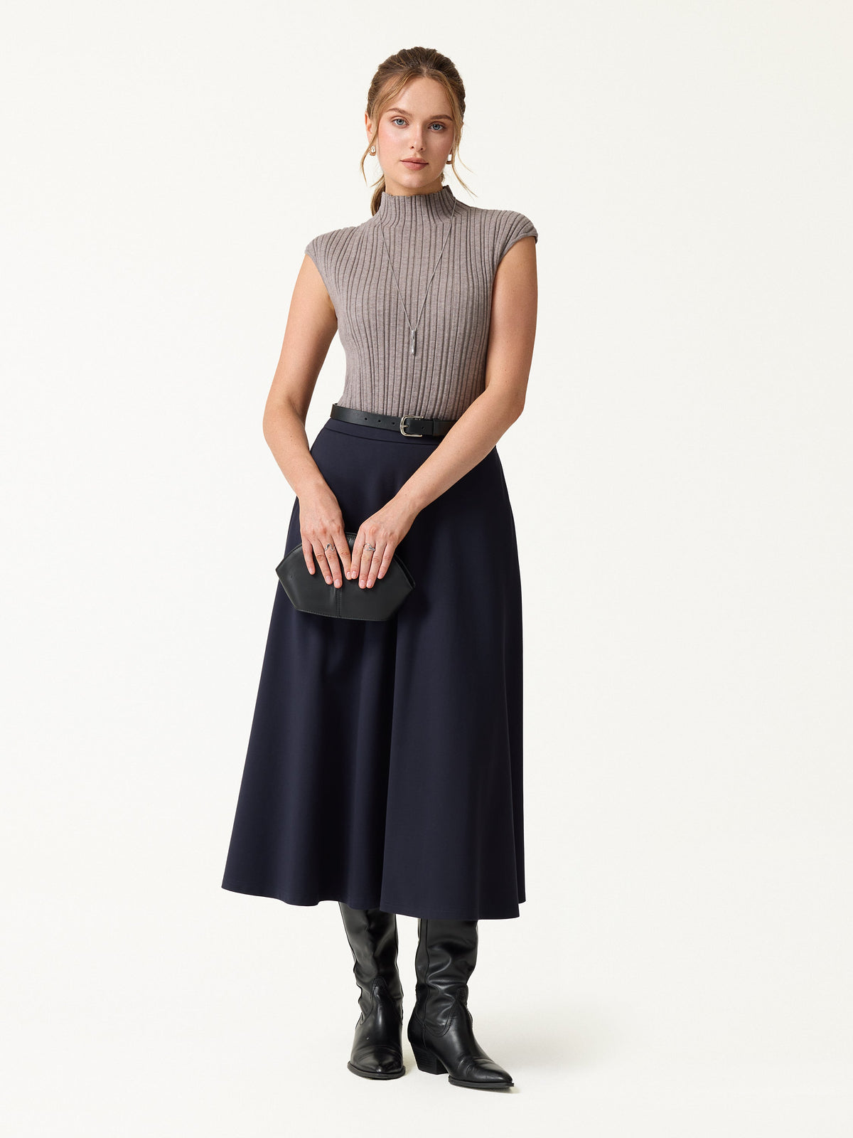 100% Merino Wool Ribbed Mock Neck Sweater — original photo 2
