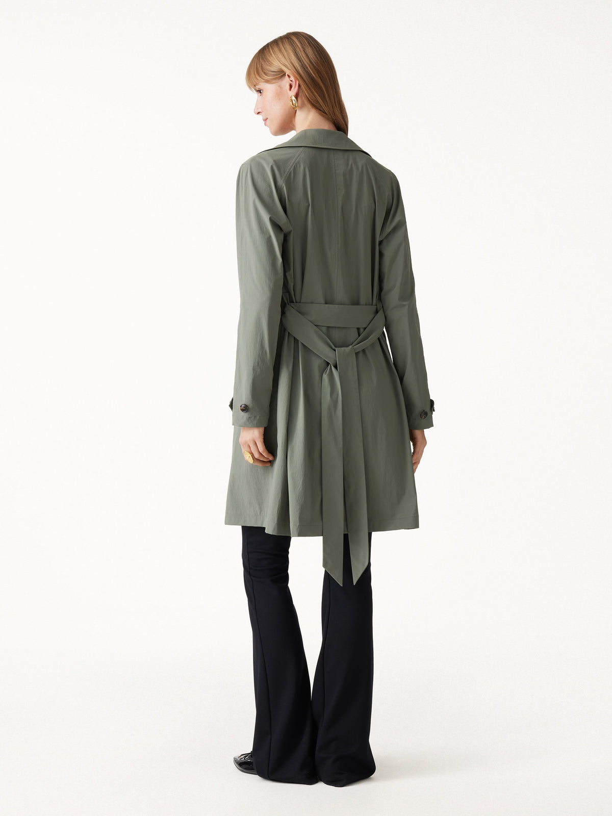 Lightweight Water-Repellent Notched Collar Trench Coat with Pockets — original photo 4