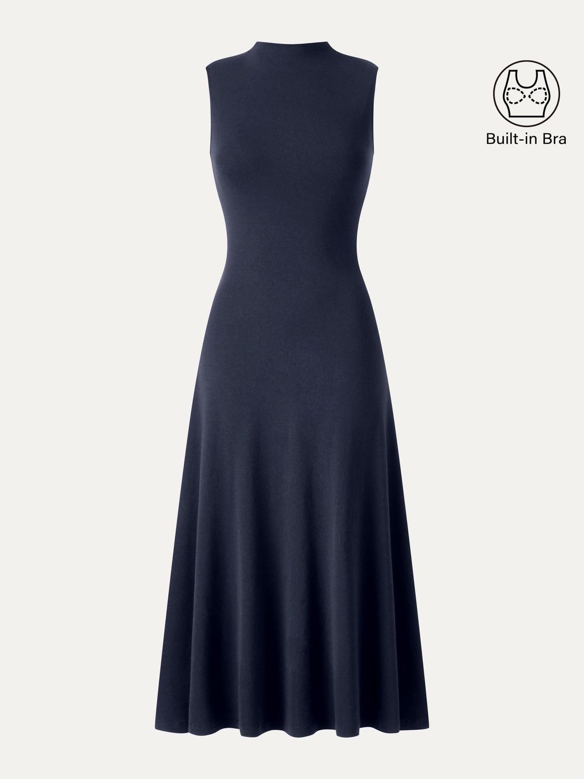 LiteWarm Mock Neck Sleeveless A-Line Midi Built-In Bra Dress — original photo 7