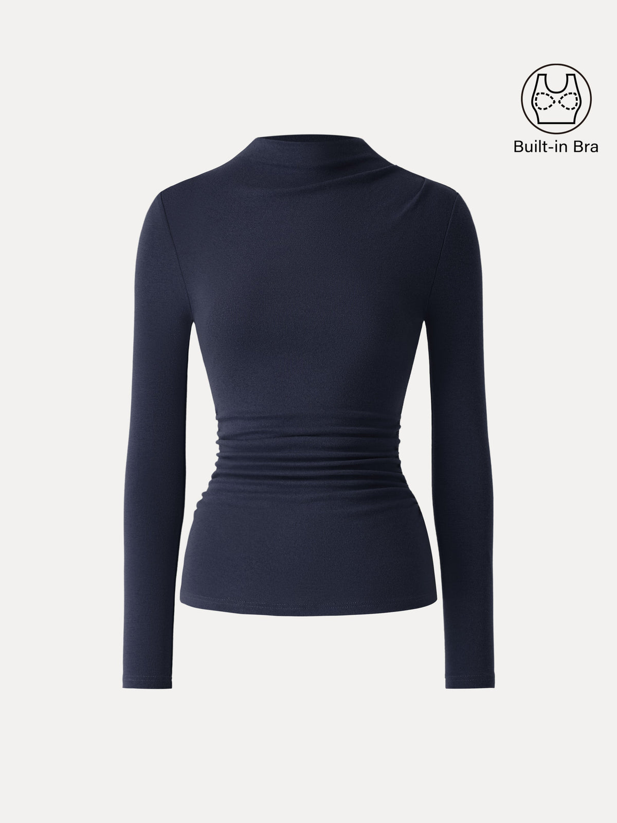 LiteWarm Mock Neck Long Sleeve Ruched Built-In Bra Top — original photo 8