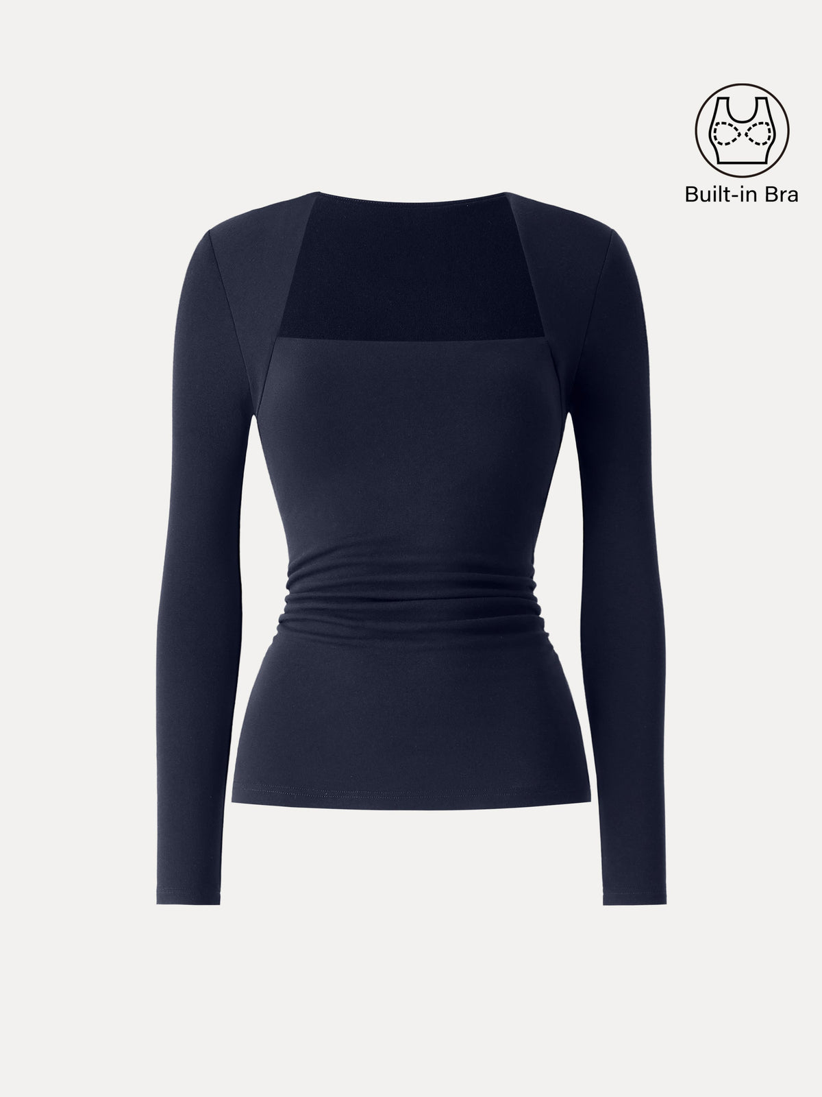 ProWarm Trapeze Neck Long Sleeve Ruched Built-In Bra Top — original photo 16
