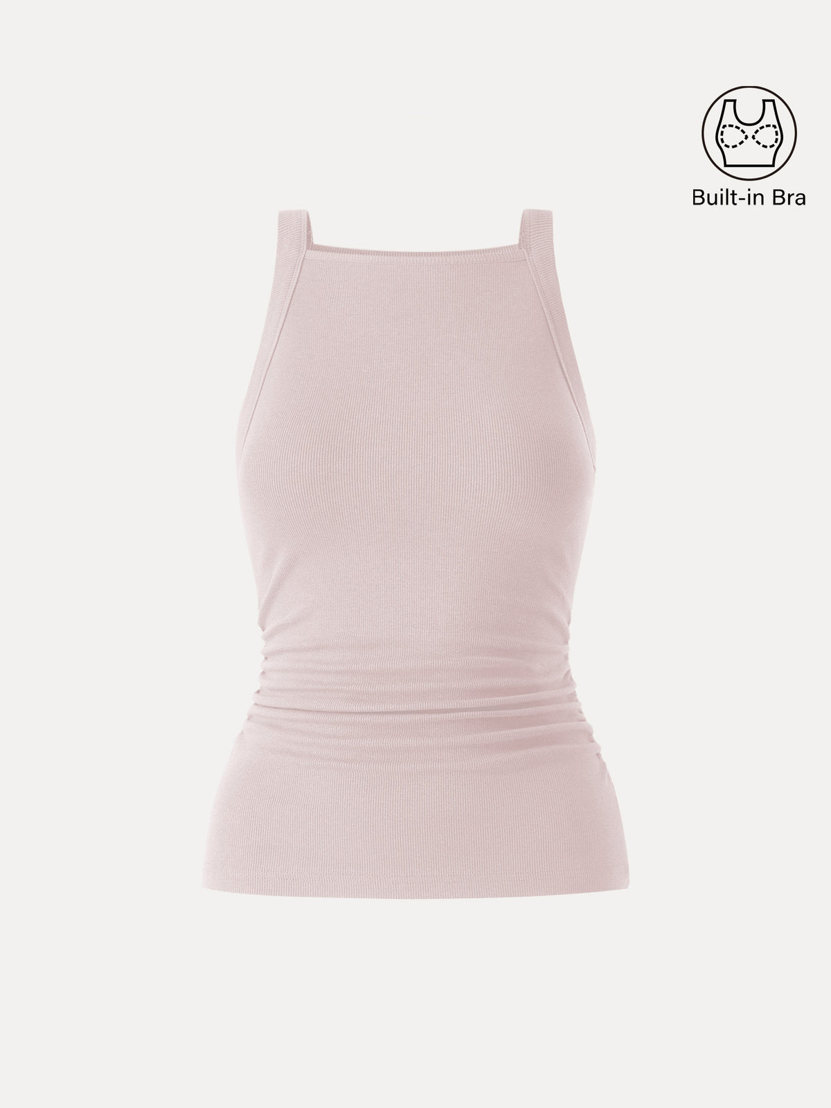 Plantive Chic Square Neck Ruched Rib Built-In Bra Tank — original photo 13
