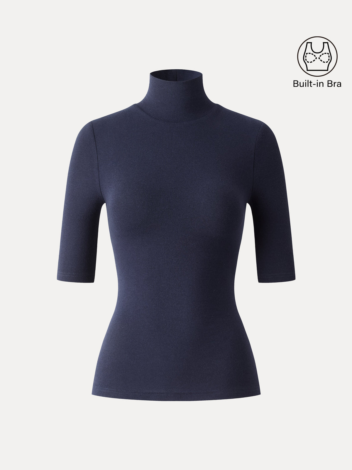 LiteWarm Essential Turtleneck Elbow Length Sleeve Built-In Bra Top — original photo 8