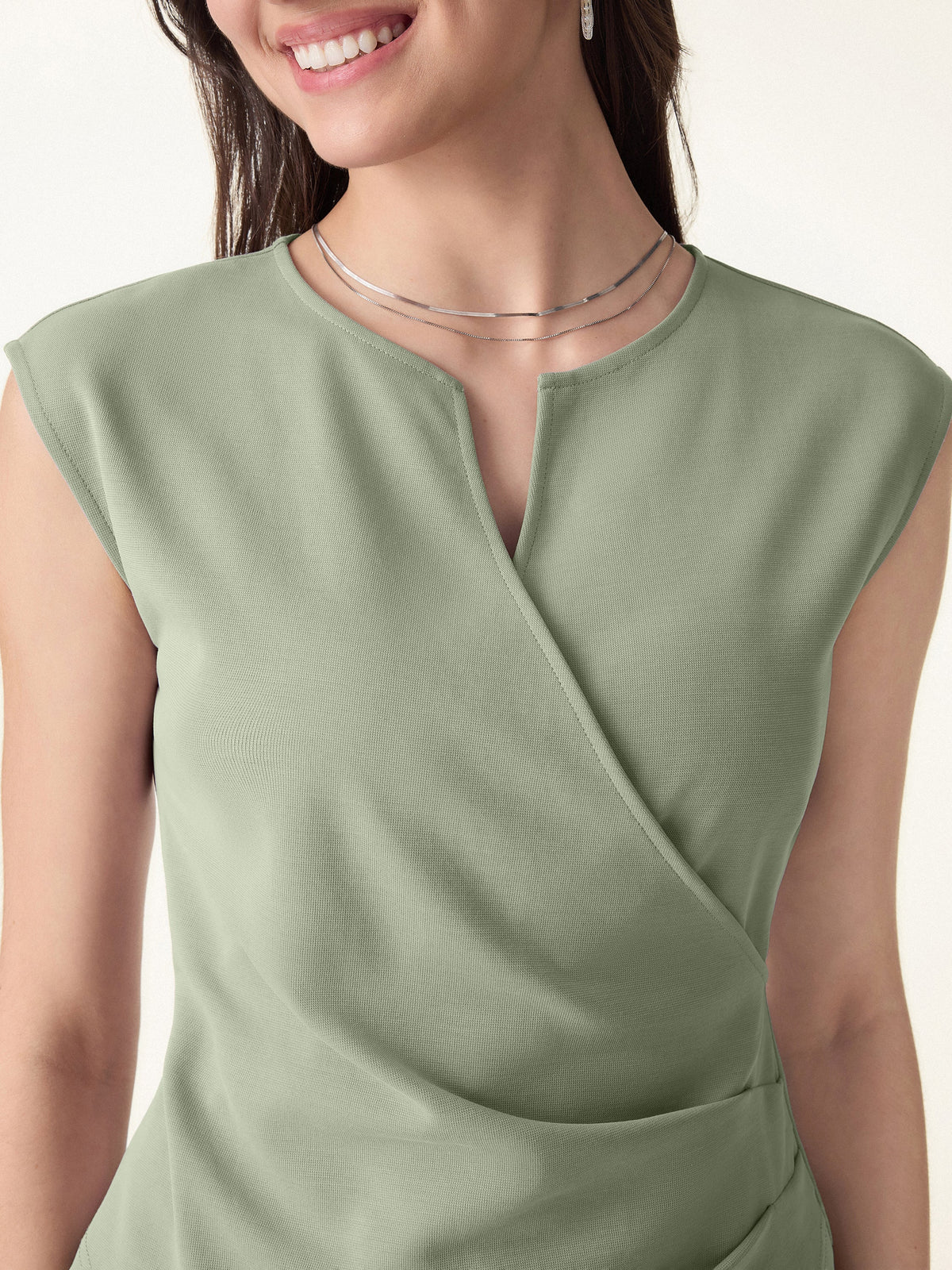 Surplice Wide Shoulder Tucked Angled Tank Top — original photo 4