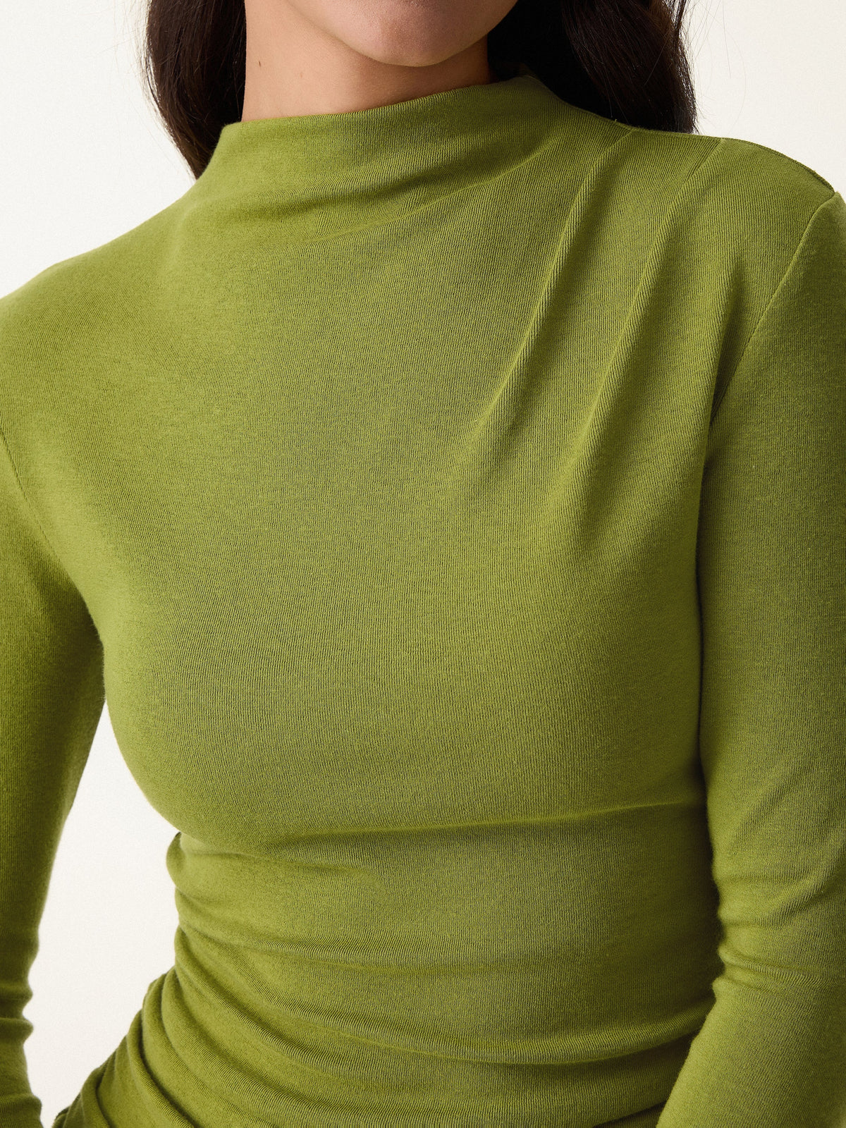 LiteWarm Mock Neck Long Sleeve Ruched Built-In Bra Top — original photo 5