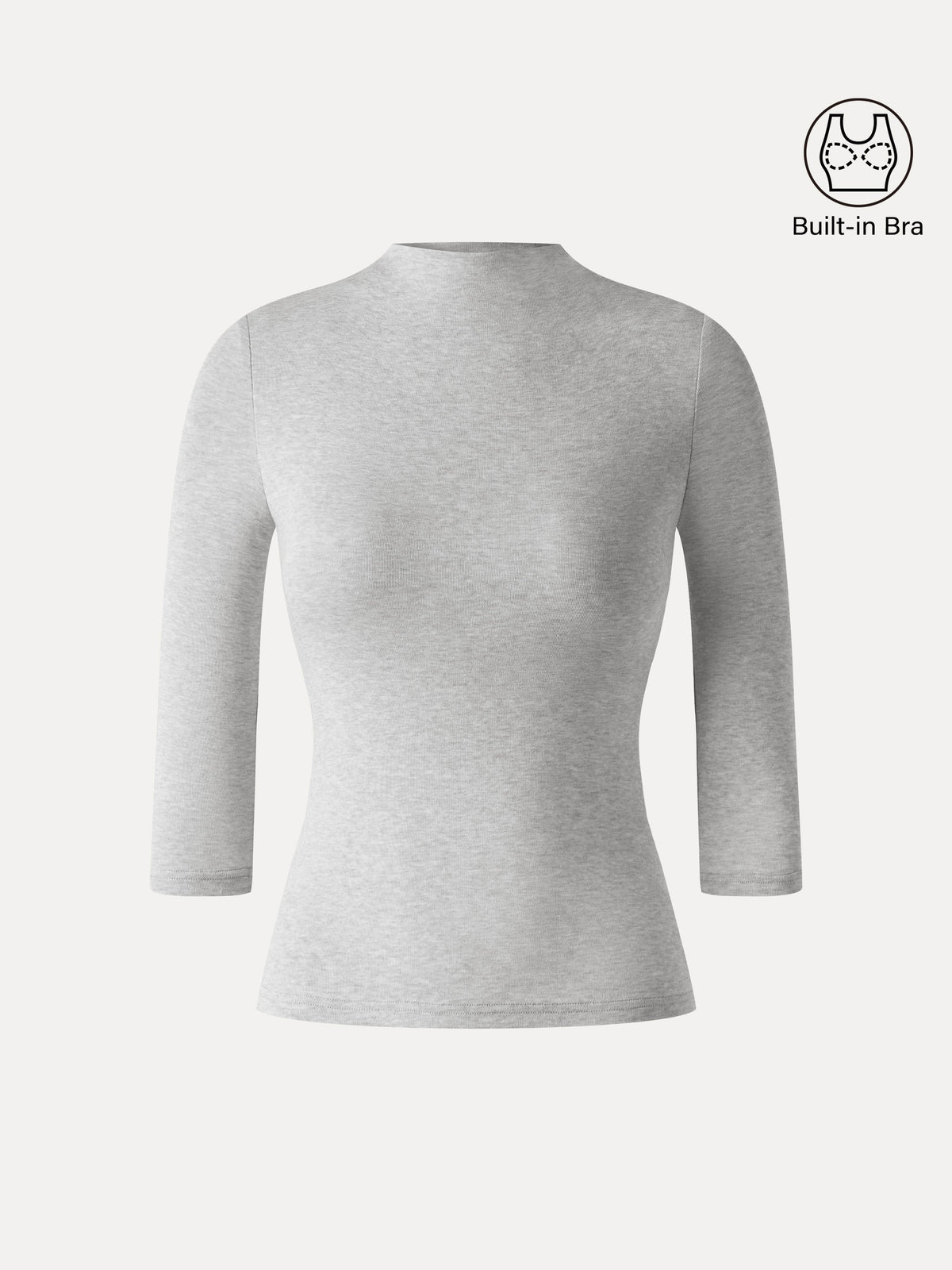 LiteWarm Premium Mock Neck 3/4 Sleeve Built-In Bra Top — original photo 4