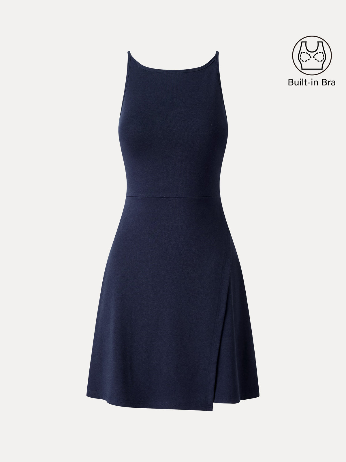 Viscose-Cotton Boatneck Sleeveless Wrap Mini Built-In Bra Dress — original photo 7