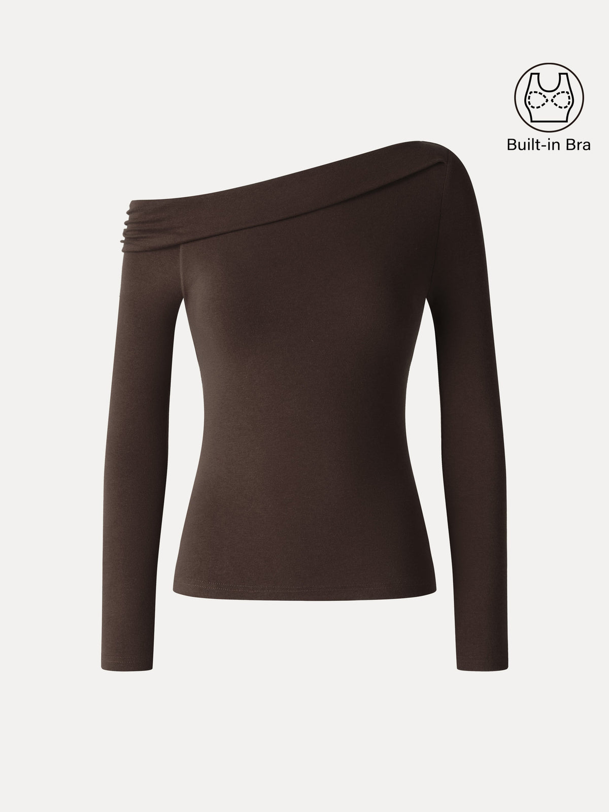 LiteWarm Asymmetrical Neck Long Sleeve Built-In Bra Top — original photo 10