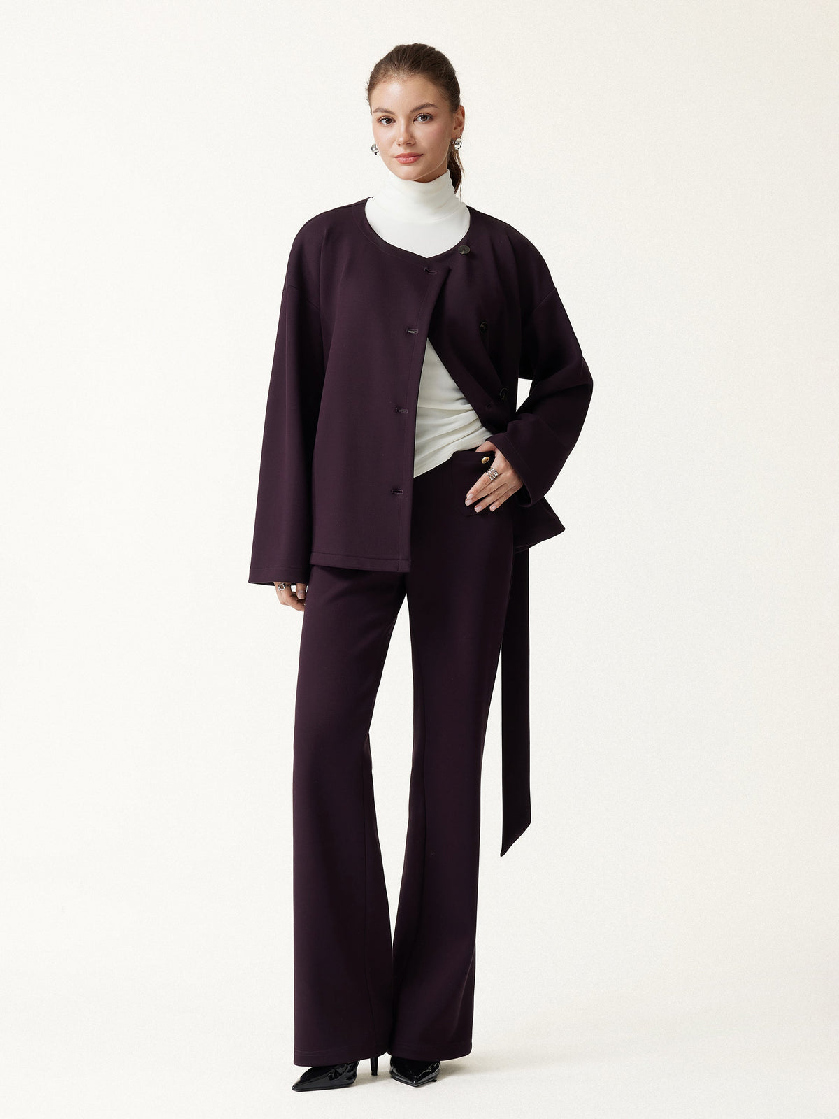 Bamboo-Blend Mid-Rise Flared Pants with Pockets — original photo 1