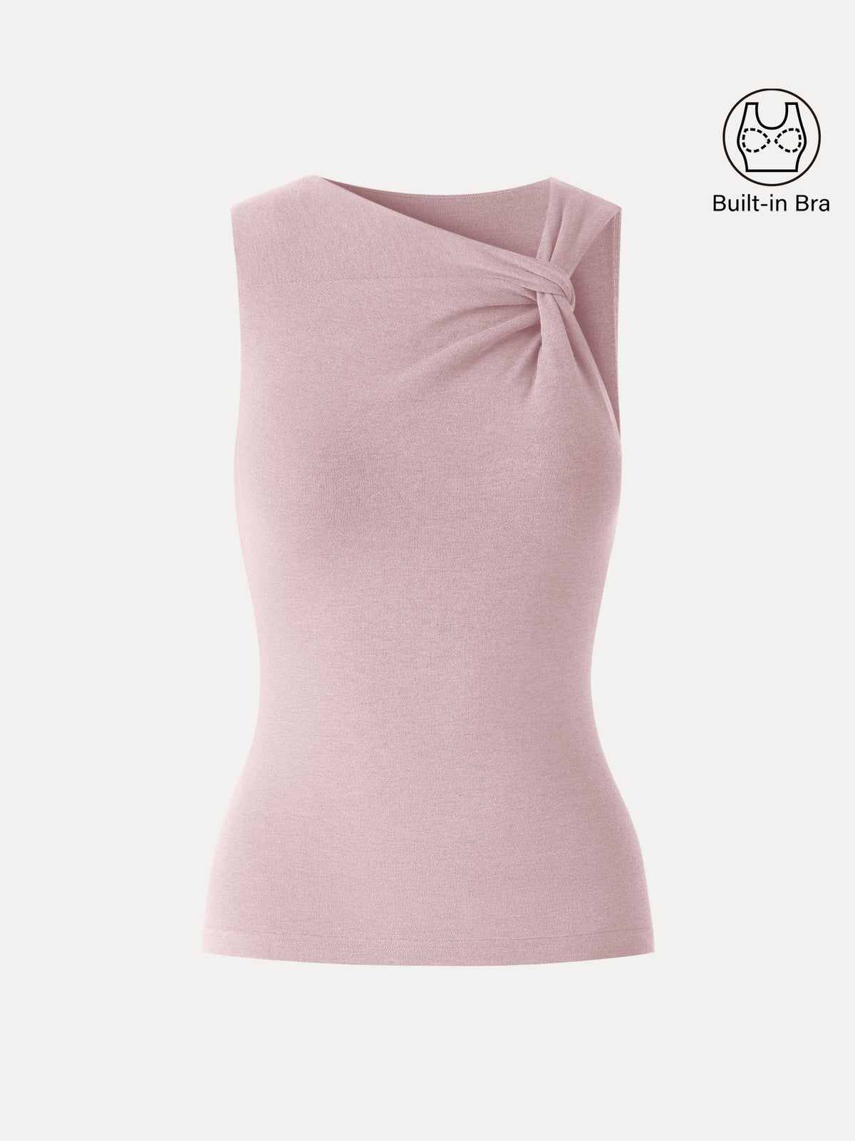 Sweat-Wicking Asymmetrical Neck Knotted Built-In Bra Tank — original photo 1