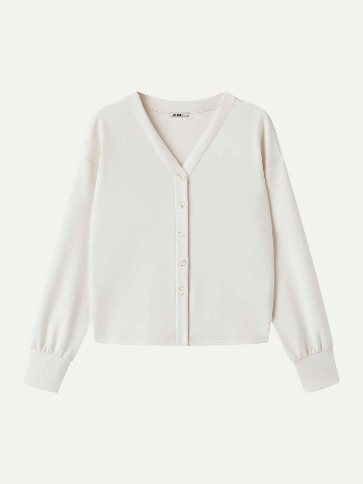 Modal Spacer Knit V-Neck Long Sleeve Button-Down Cardigan — original photo 6