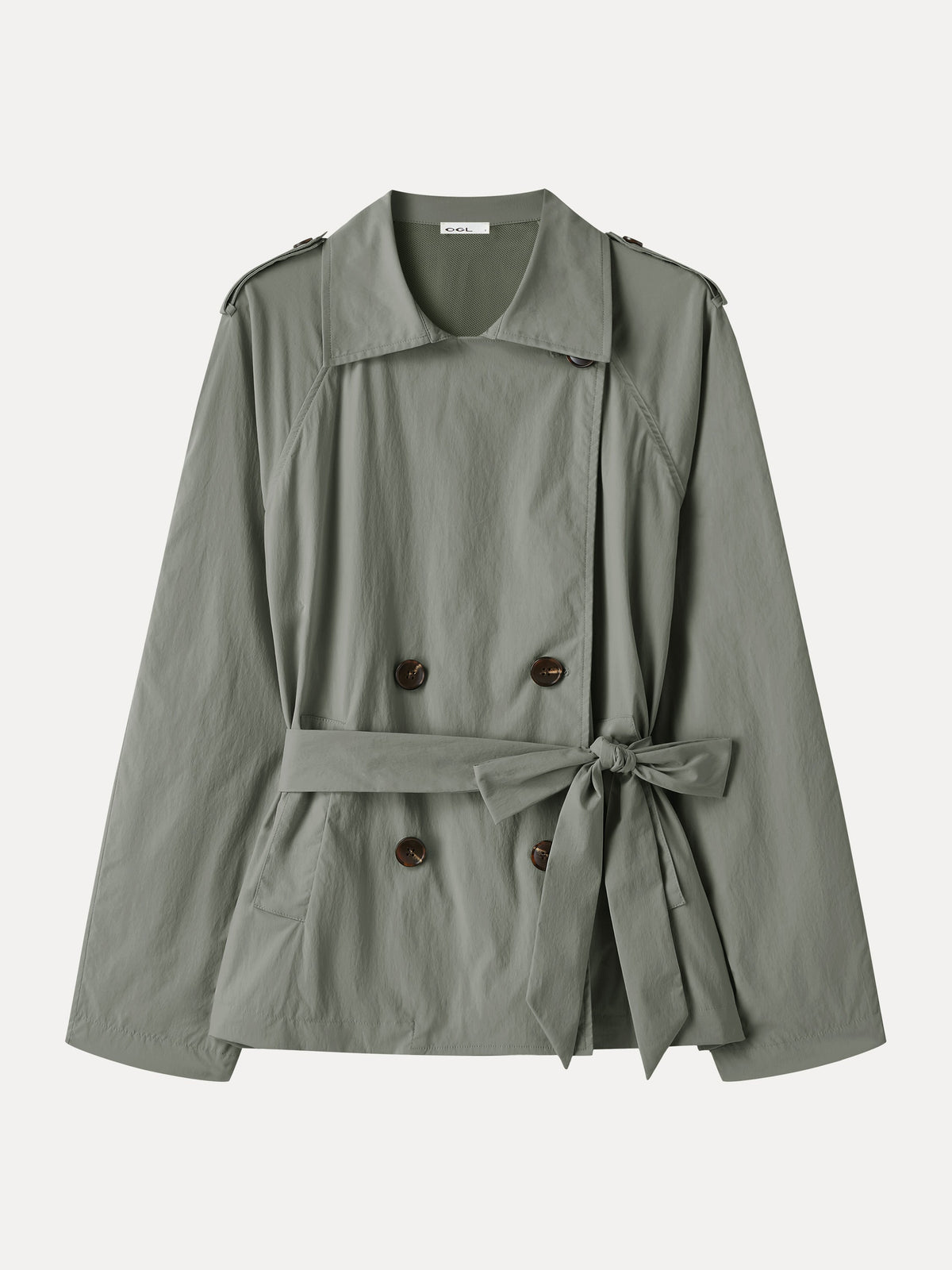 Packable Water-Repellent Peak Collar Trench Jacket with Pockets — original photo 8