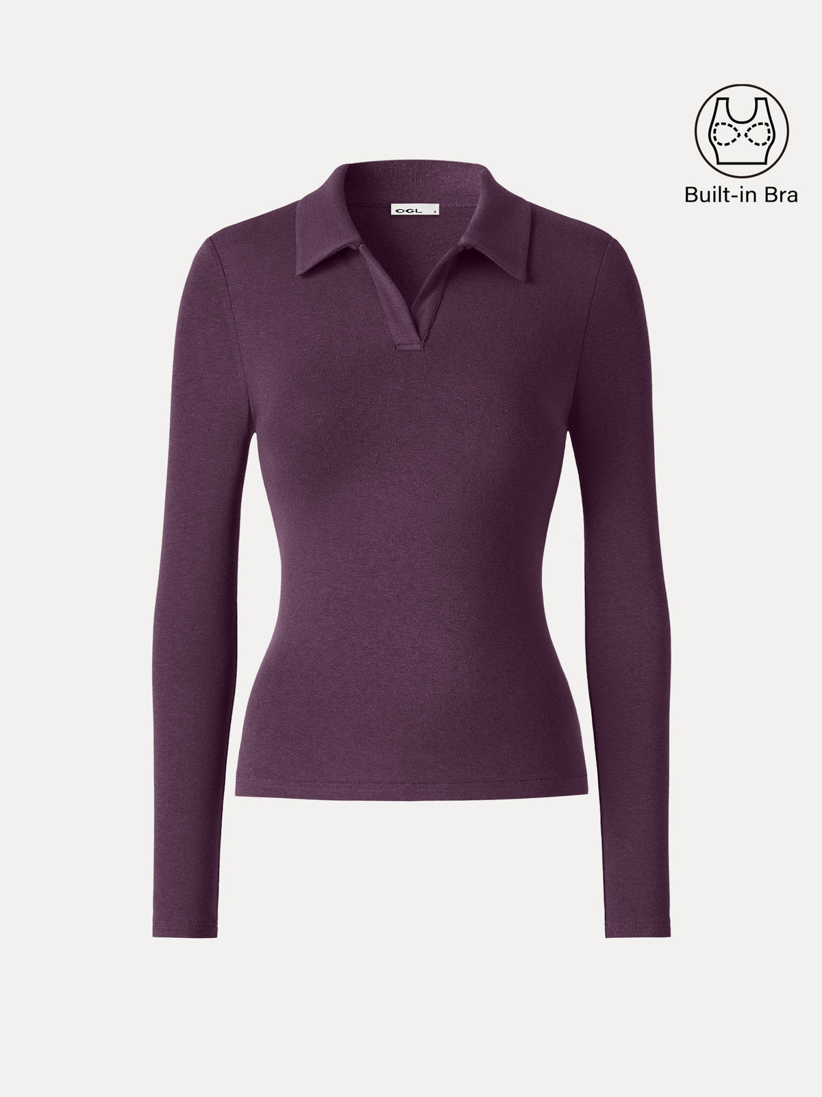 LiteWarm Office Staple V-Neck Lapel Long Sleeve Built-In Bra Top — original photo 9