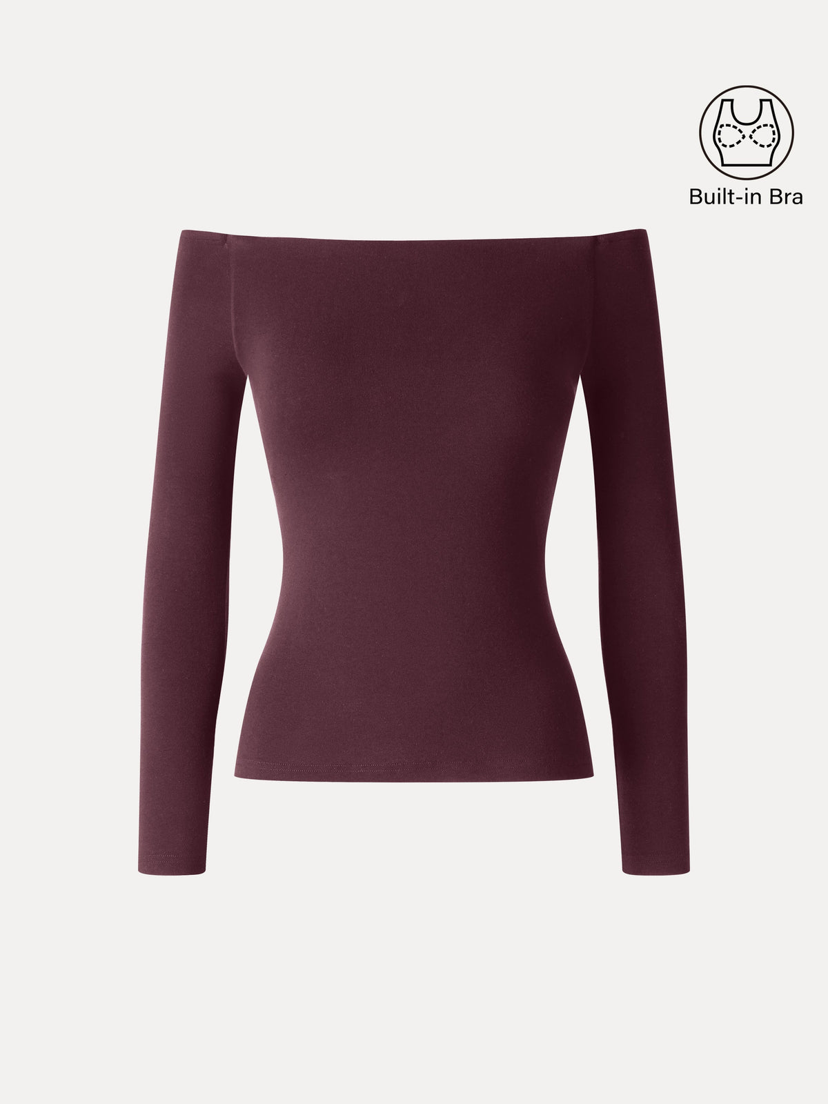 LiteWarm Non-Slip Off-Shoulder Long Sleeve Built-In Bra Top — original photo 8