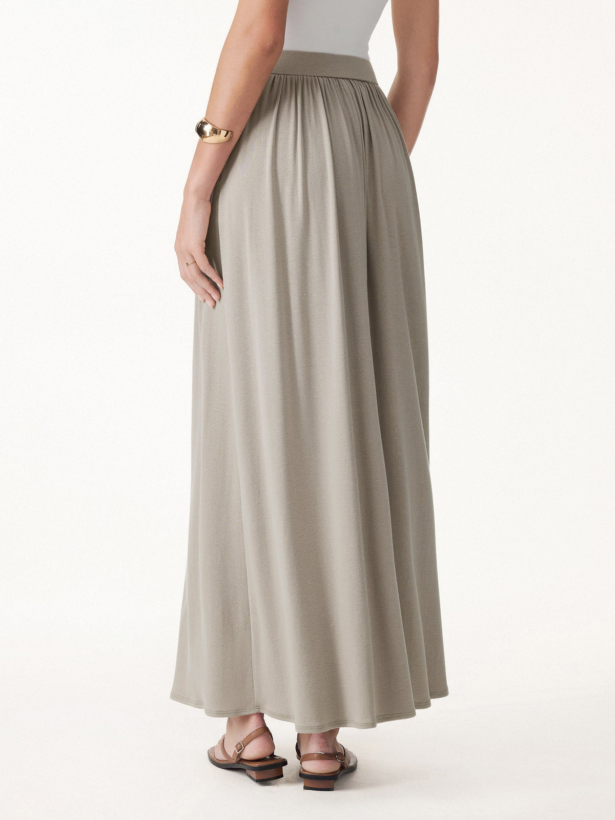 2Pcs Set Round Neck Top & A-Line Maxi Skirt with Pockets — original photo 8